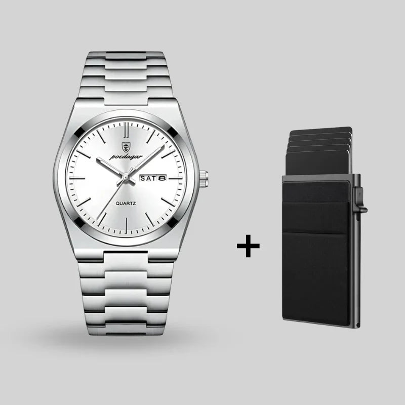 Reloj para hombre Poedagar + Billetera gratis